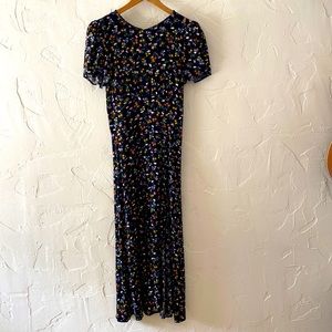 Ditsy flora dress with slit